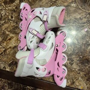 Mystic Pink and White Kids Roller Skates